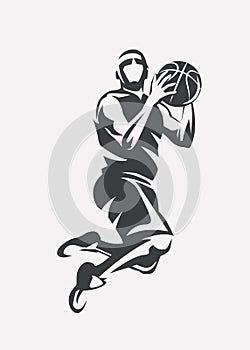 Basketball player jumping silhouette photo