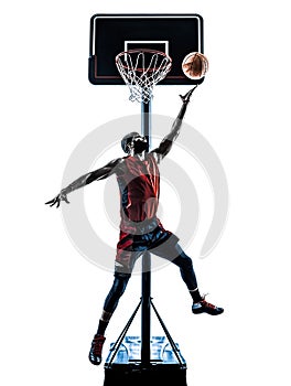 Basketball player jumping throwing silhouette