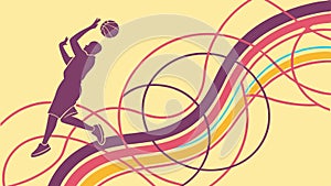 Basketball Player Leaping with Dynamic Abstract Background, vector design Generative AI