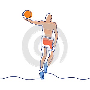 Basketball player one line vector illustration