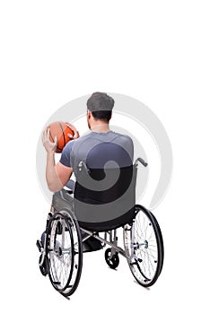 The basketball player recovering from injury on wheelchair