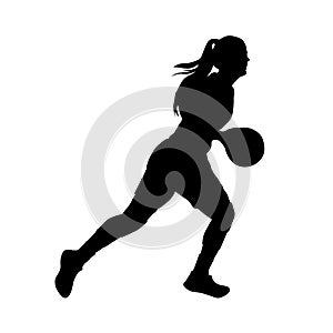 Basketball player, running woman with ball