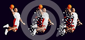 Basketball player set abstract design