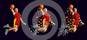 Basketball player set abstract design