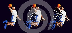 Basketball player set abstract design