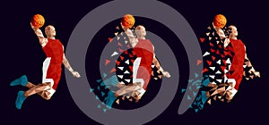 Basketball player set abstract design