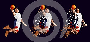 Basketball player set abstract design