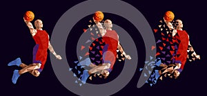 Basketball player set abstract design