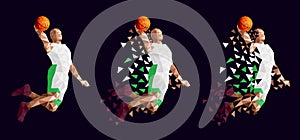 Basketball player set abstract design