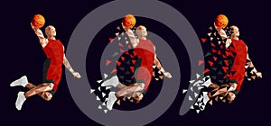 Basketball player set abstract design