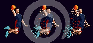 Basketball player set abstract design