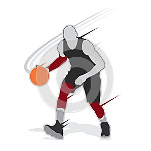 Basketball player shape silhouette vector set action pose