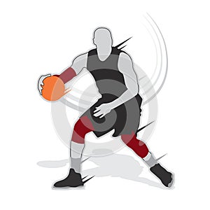 Basketball player shape silhouette vector set action pose