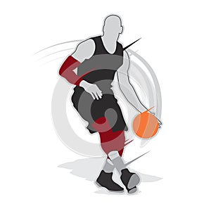 Basketball player shape silhouette vector set action pose