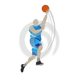 Basketball player shape silhouette vector set action pose