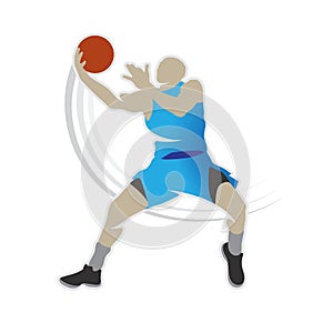 Basketball player shape silhouette vector set action pose