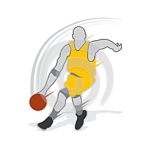 Basketball player shape silhouette vector set action pose