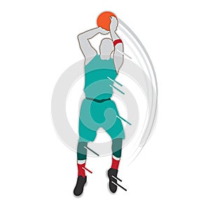 Basketball player shape silhouette vector set action pose