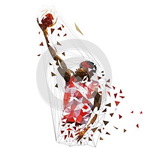 Basketball player shooting ball, low poly photo