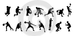 Basketball player. silhouette of different basketball players