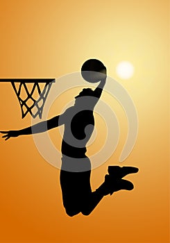 A Basketball Player Silhouette, The Sunset