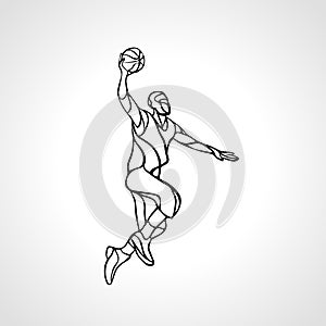 Basketball player. Slam Dunk Outline Silhouette