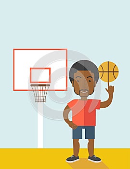 Basketball player spinning ball