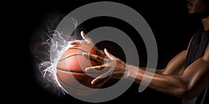 A basketball player spinning the ball on their finger sho created with generative AI