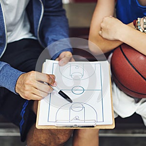 Basketball Player Sport Game Plan Tactics Concept photo