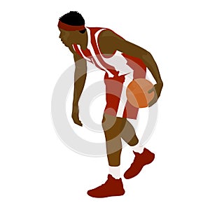 Basketball player standing and dribbling