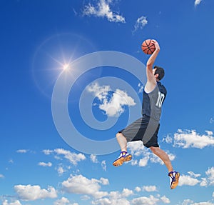 Basketball player in the sun