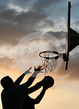 Basketball players in action