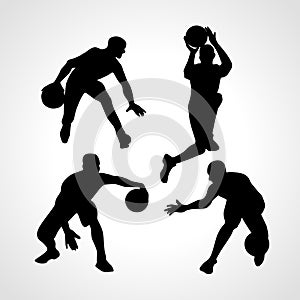 Basketball players collection vector