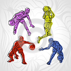 Basketball players collection vector