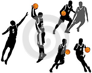 Basketball players silhouettes collection 2