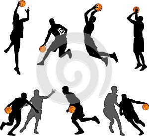 Basketball players silhouettes collection photo