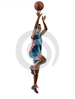 Basketball players woman teenager girl isolated shadows