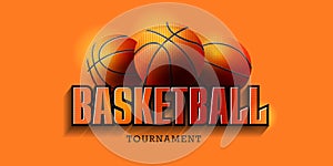 Basketball Poster with Basketball Balls and big typography. Basketball Playoff Advertising. Sport Event Announcement.