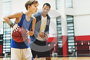 Basketball Practice Training Mentoring Playing Concept