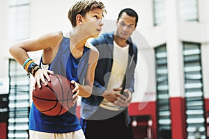 Basketball Practice Training Mentoring Playing Concept