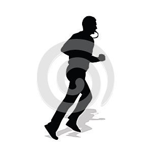 Basketball referee running with whistle