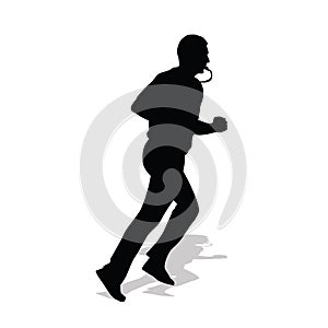 Basketball referee running with whistle photo