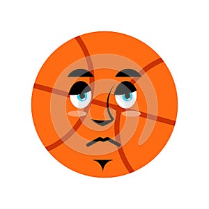 Basketball sad Emoji. Ball sorrowful emotion