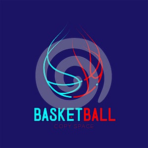 Basketball shooting fire logo icon outline stroke set dash line design illustration