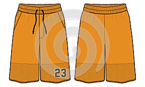 Basketball Shorts jersey design flat sketch vector illustration with front and back view for boxing, Baller, football, Volleyball