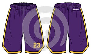 Basketball Shorts jersey design flat sketch vector illustration with front and back view for boxing, Baller, football, Volleyball