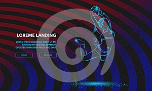 Basketball Slam dunk by Basketball Girl Player. Vector Sport Background for Landing Page Template.