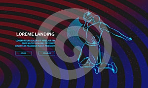 Basketball Slam dunk by Basketball Player. Vector Sport Background for Landing Page Template.