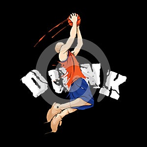 Basketball slam dunk player illustration