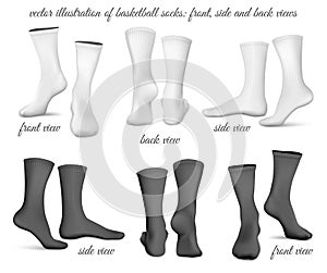 Basketball socks. Front. Side and back views